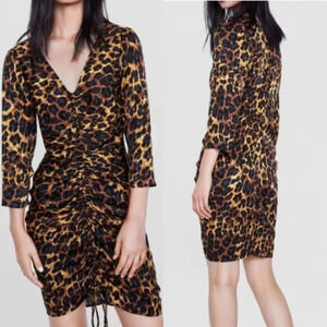 Zara leopard print ruched dress size small